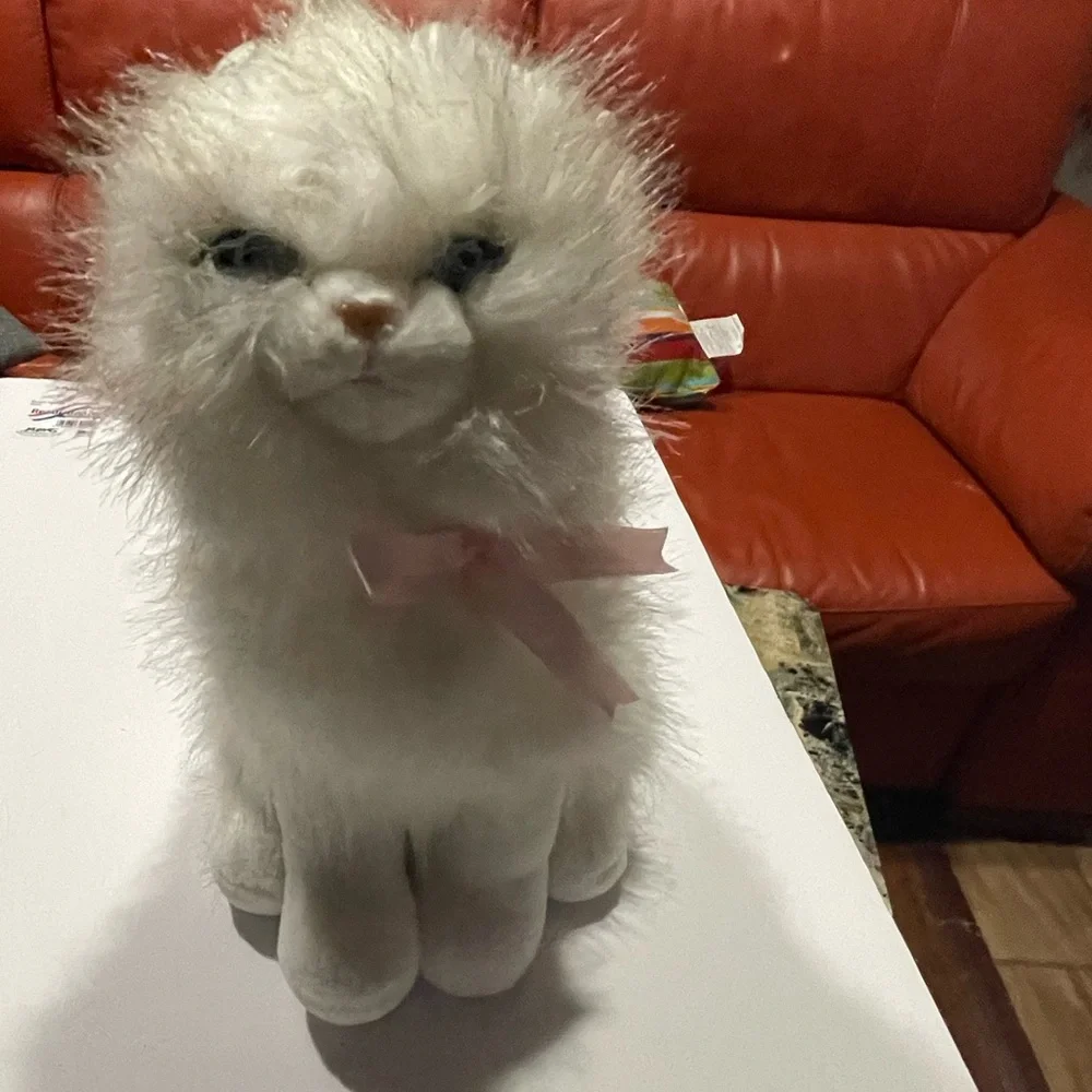 Luna THi Lily Charming White Cat Plush with Pink Bow